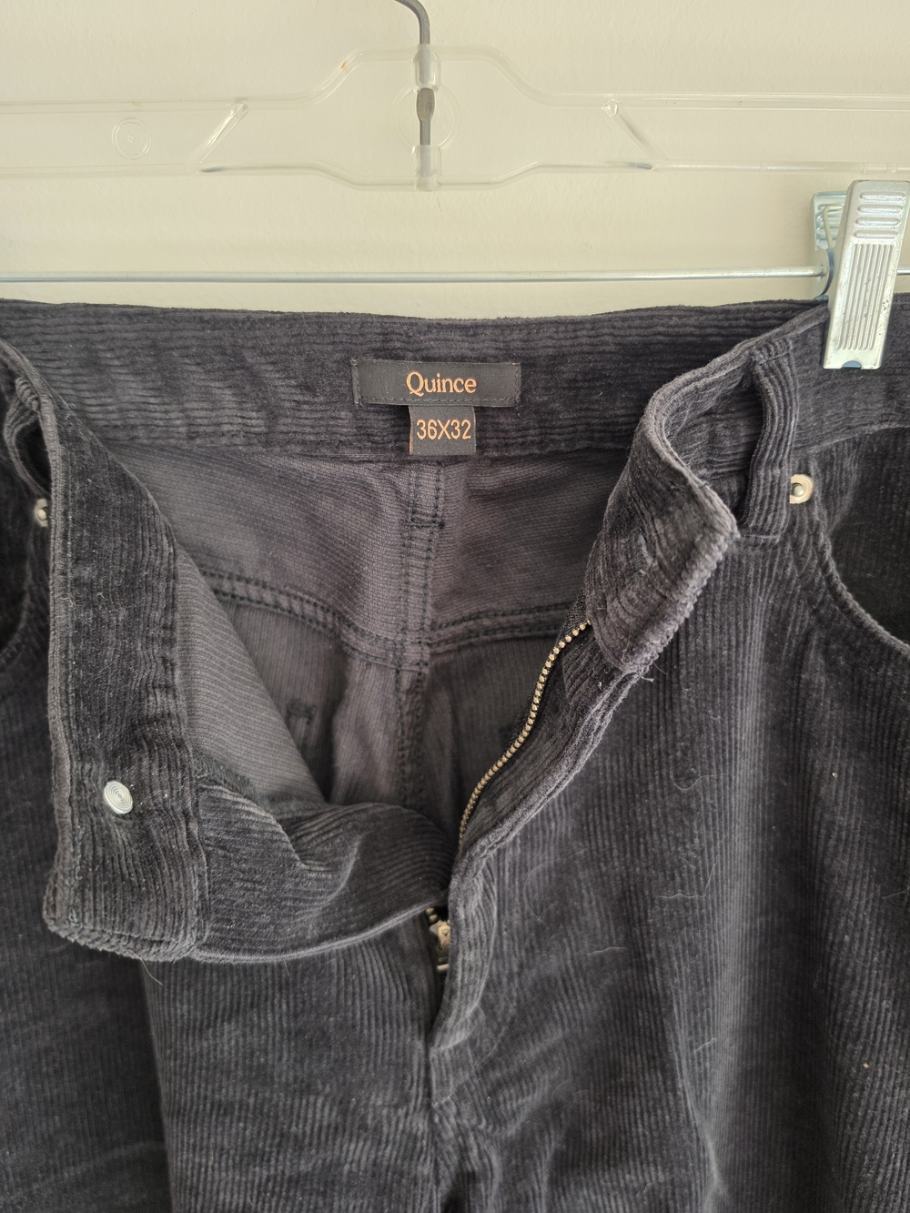 Quince Men's Organic Cotton Stretch Corduroy Pants Black 5 Pocket 36x32 - Picture 6 of 10